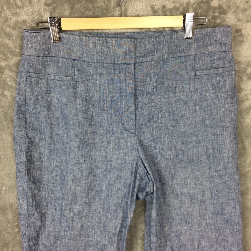 Ann Taylor Linen Dress Pants Womens 12 Blue Classic Career Preppy Teacher - Picture 3 of 16